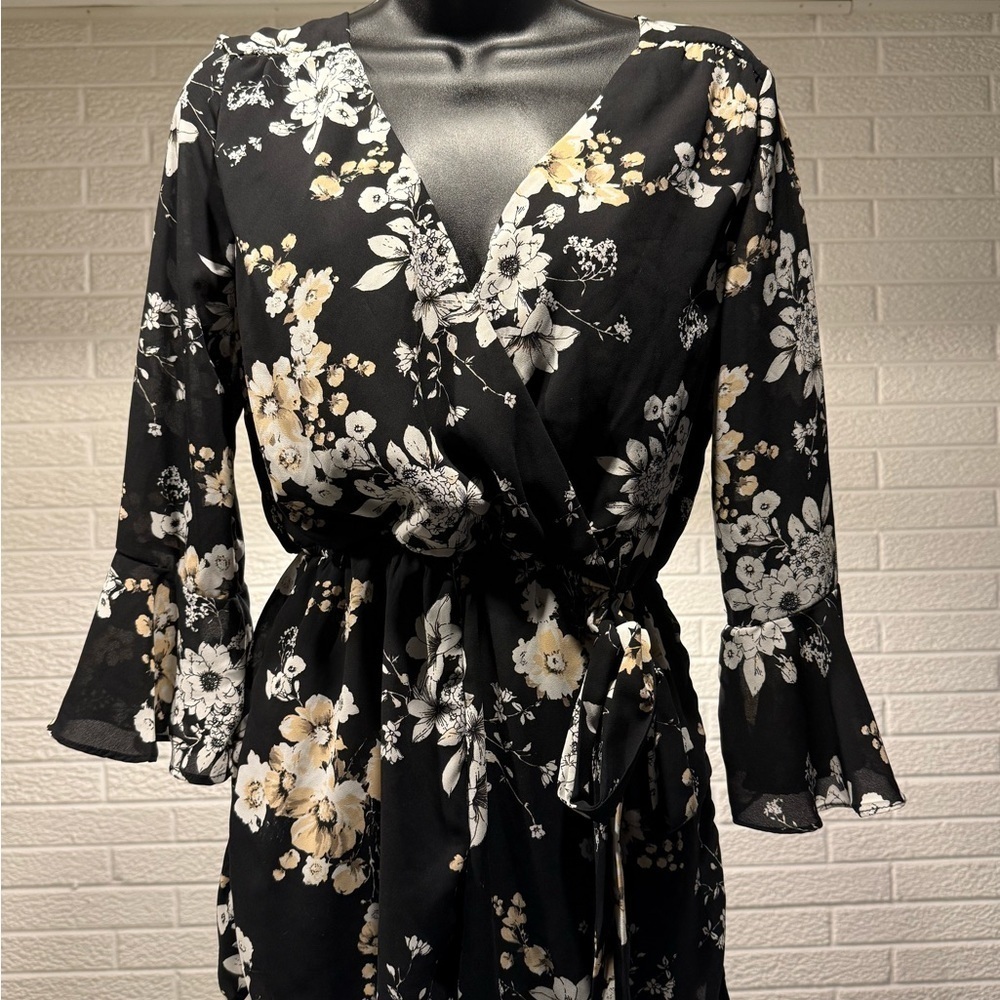 Papaya Black Floral Romper